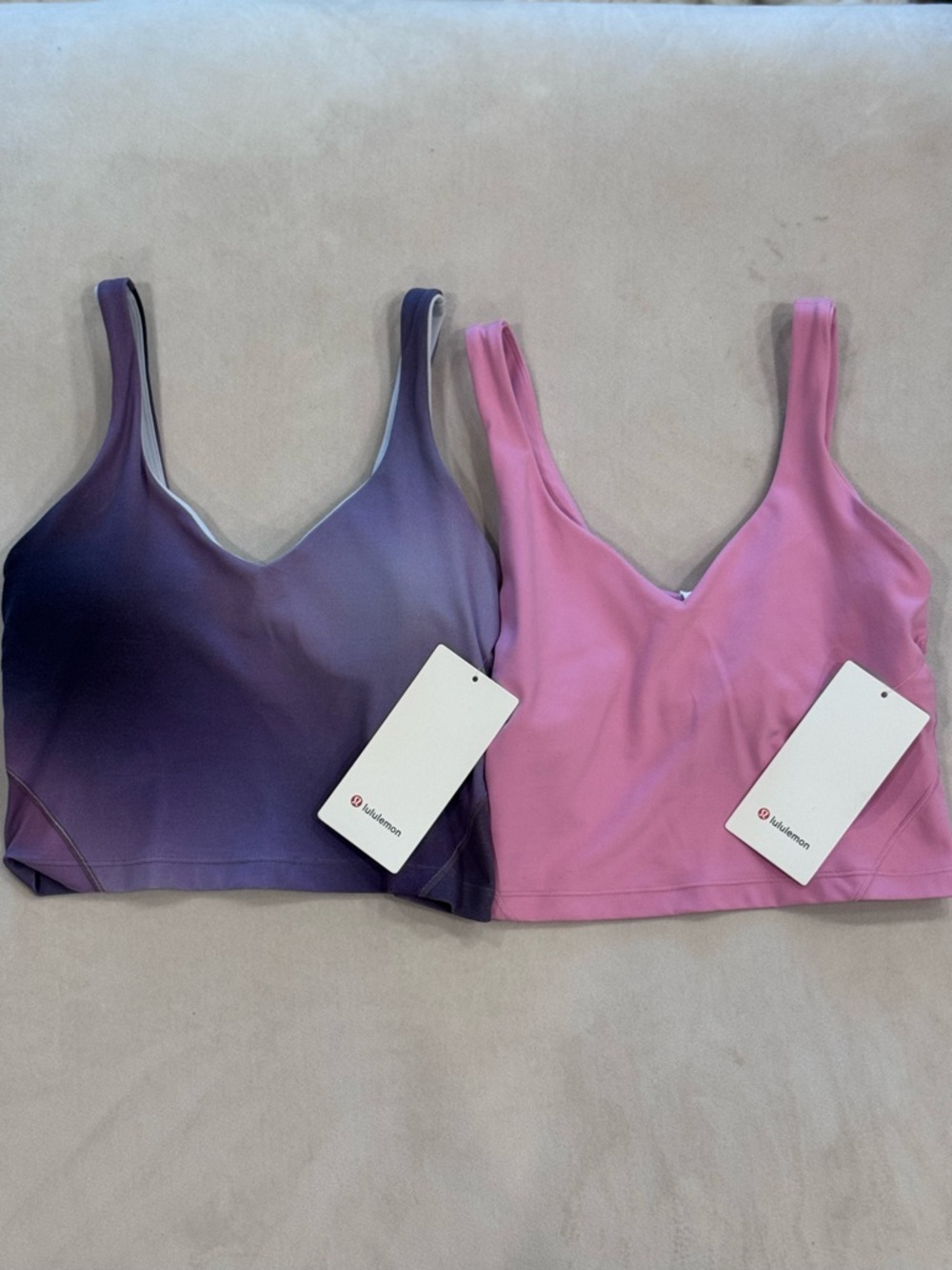 lululemon athletica Scoop Longline Sports Bra — Purple Ombre & Pink